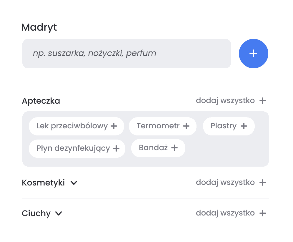 Stwórz listę na wycieczkę do Madrytu z Tripist